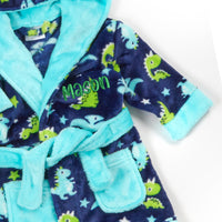 Personalised Baby Dinosaur Print Robe