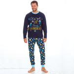 Mens Chanukah Theme Pyjamas Sets Navy	