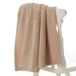 Baby Girls Boys Unisex Chevron Fleece Blanket Beige