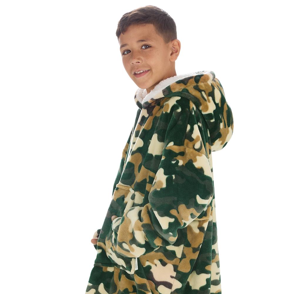 Boys Camo Print Oversized Blanket Hoodie Minikidz