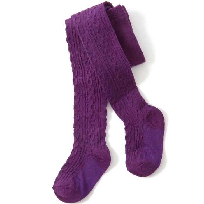 Baby Cable Knit Purple Tights 1 Pair