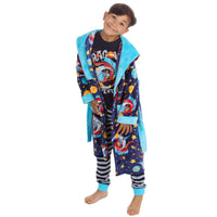 Boys Matching Nightwear Set Blue Dragon Printed Pyjamas and Dressing Gown