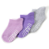 Baby Non Slip Purple Terry Socks 3 Pairs