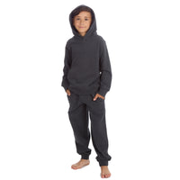 Boys Plain Cotton Rich Tracksuit Hooded Sweatshirt and Joggers Set Charcoal
