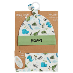 Baby Dinosaur Swaddle Blanket & Hat 2 Piece Set