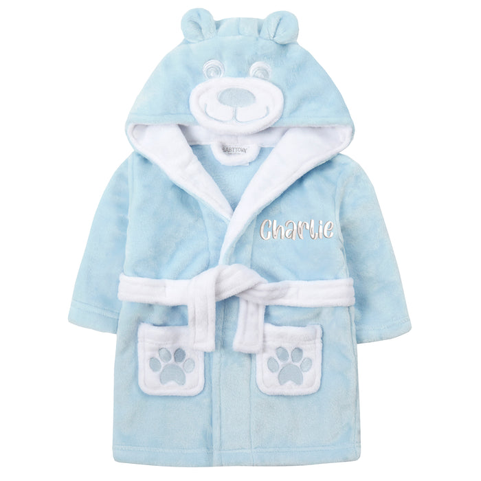 Personalised Baby Teddy Bear Robe Blue