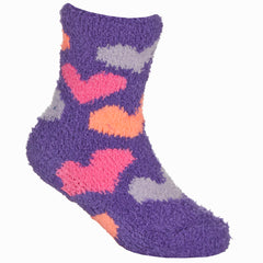 Baby Girls Sherpa Slipper Socks with Grippers Purple Stripe