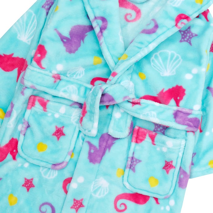 Girls Seahorse Aqua Robe
