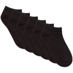 Kids 6 Pairs Plain Bamboo Trainer Liner Socks Black