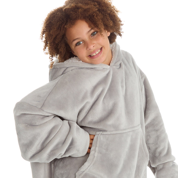 Girls Pastel Grey Oversized Blanket Hoodie