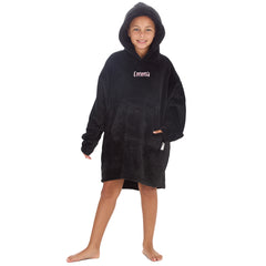 Personalised Girls Black Plain Oversized Blanket Hoodie