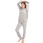 Girls Crushed Velvet Silver Zip Up Lounge Set