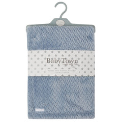 Baby Girls Boys Unisex Chevron Fleece Blanket Blue