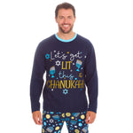 Mens Chanukah Theme Pyjamas Sets Navy	