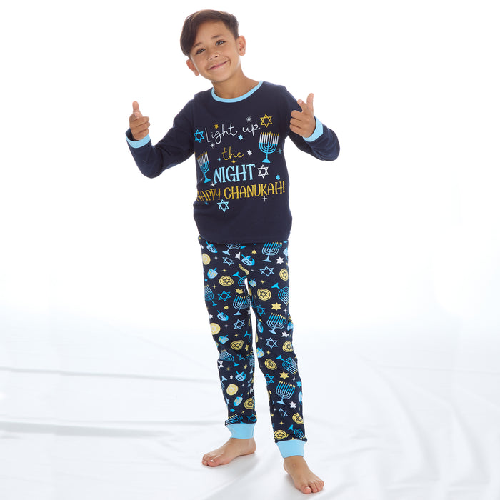 Kids Chanukah Theme Pyjamas Sets Navy