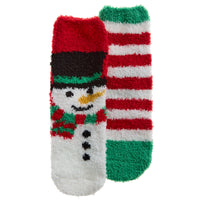 Kids Fluffy Christmas Socks Cosy Socks with Grippers Snowman