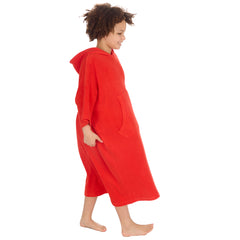 Girls Red Towelling Beach Cover Up 