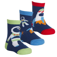 Baby Cotton Rich Astronaut Socks 3 Pairs 