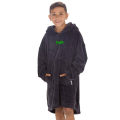 Personalised Boys Charcoal Plain Oversized Blanket Hoodie