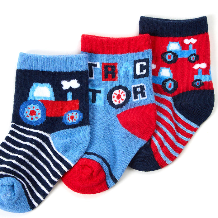 Baby Cotton Rich Tractor Socks 3 Pairs