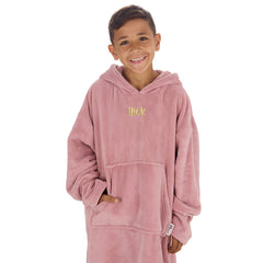 Personalised Boys Blush Pink Plain Oversized Blanket Hoodie