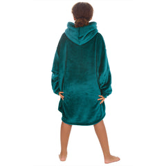 Girls Shimmering Teal Oversized Blanket Hoodie
