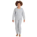 Boys Girls Plain Cotton Rich Tracksuit Sweatshirt and Joggers Set Grey	