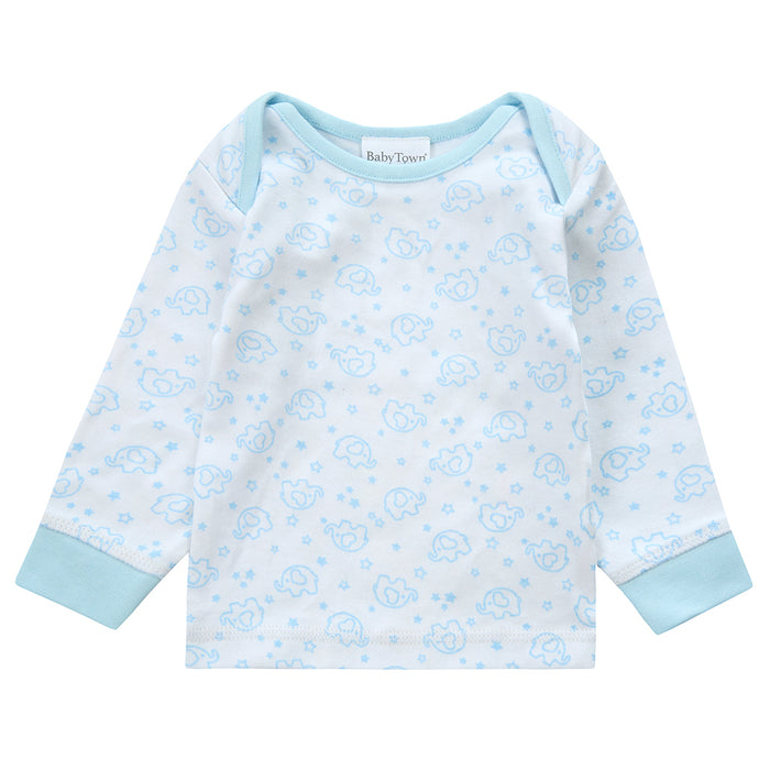 Baby Boys Elephant Print Blue Pyjama Set