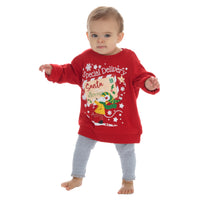 Baby Christmas Sweatshirt With Cuffed Hems Red