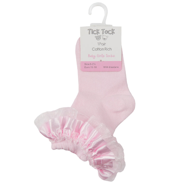 Baby Girls Tutu Ribbon Pink Socks 1 Pair