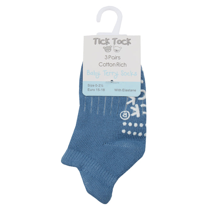Baby Non Slip Grey Terry Socks 3 Pairs