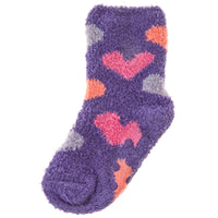 Baby Girls Sherpa Slipper Socks with Grippers Purple Stripe