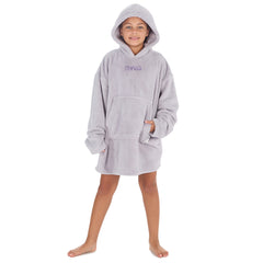 Personalised Girls Grey Plain Oversized Blanket Hoodie