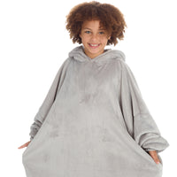 Girls Pastel Grey Oversized Hooded Blanket