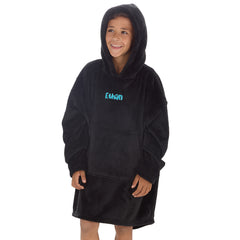 Personalised Boys Black Plain Oversized Blanket Hoodie