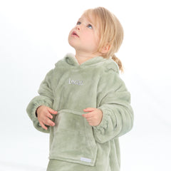Personalised Toddler Bear Ears Sage Oversized Blanket Hoodie