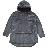 Kids Flannel Fleece Oversize Hoodie with Contrasting Borg Hood Lining Grey