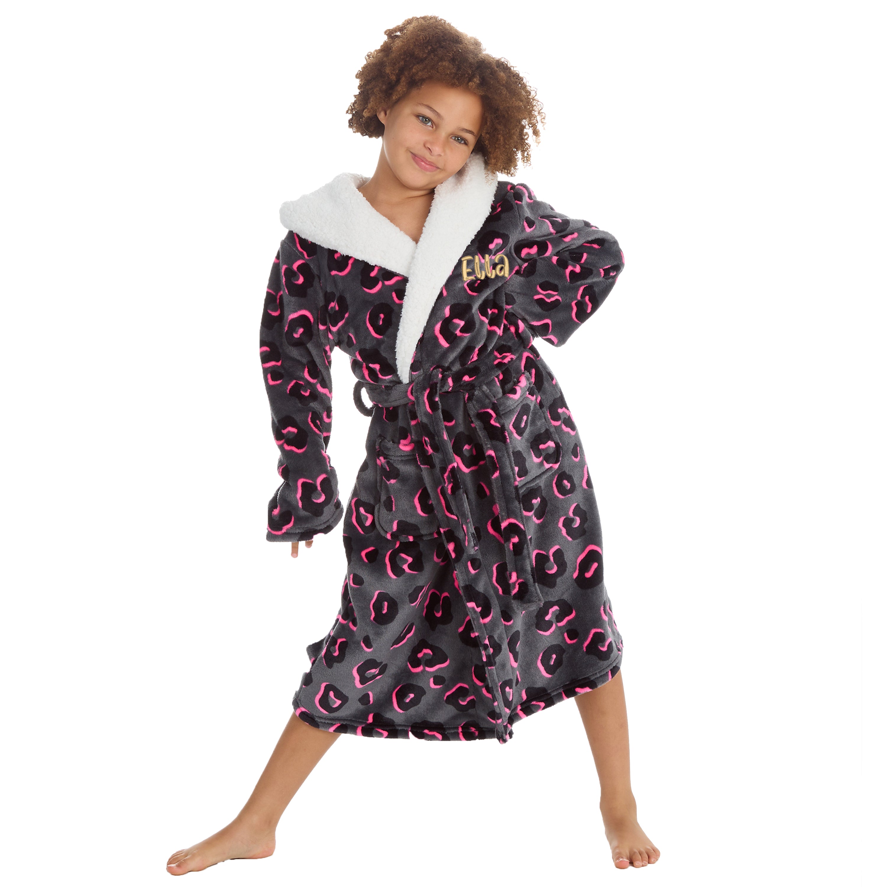 Steve Madden Leopard Soft Fleece Dressing Gown Robe Fluffy Lounge Wear  Nightwear | eBay