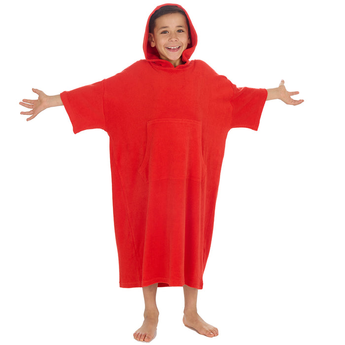Boys Red Towelling Beach Cover Up 