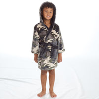 Boys Infant Camo Print Plush Fleece Dressing Gown 