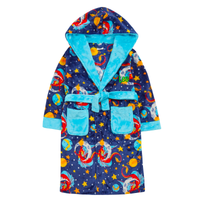 Personalised Boys Navy Dragon Dressing Gown with Green Thread Embroidery