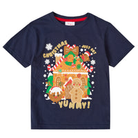 Infants Christmas Novelty Print Short Sleeve T-Shirt Navy