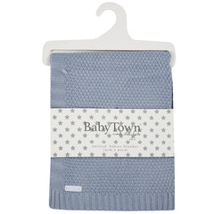 Baby Knitted Dusky Blue Blanket
