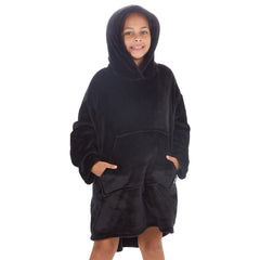 Girls Shimmering Black Oversized Blanket Hoodie