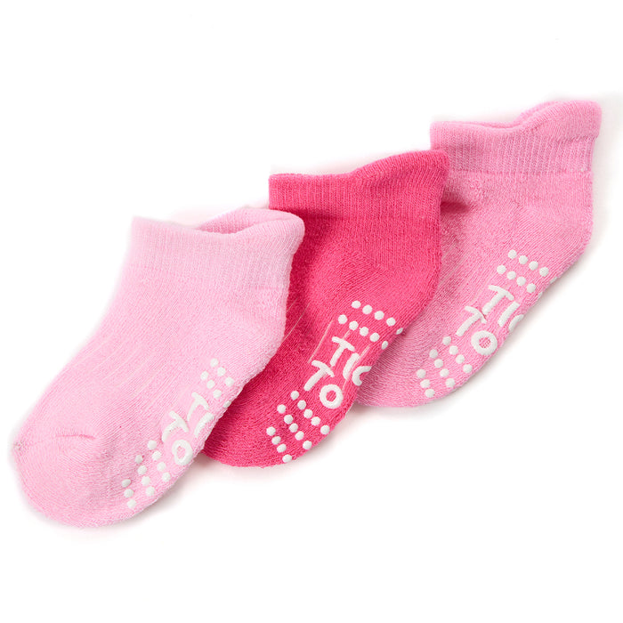 Baby Non Slip Pink Terry Socks 3 Pairs
