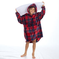 MINI ME Mens and Boys Matching Blanket Hoodie Red Check