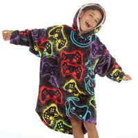 Boys Checked Plush Fleece Oversize Hoodie with Sherpa Lined Hood Gamer