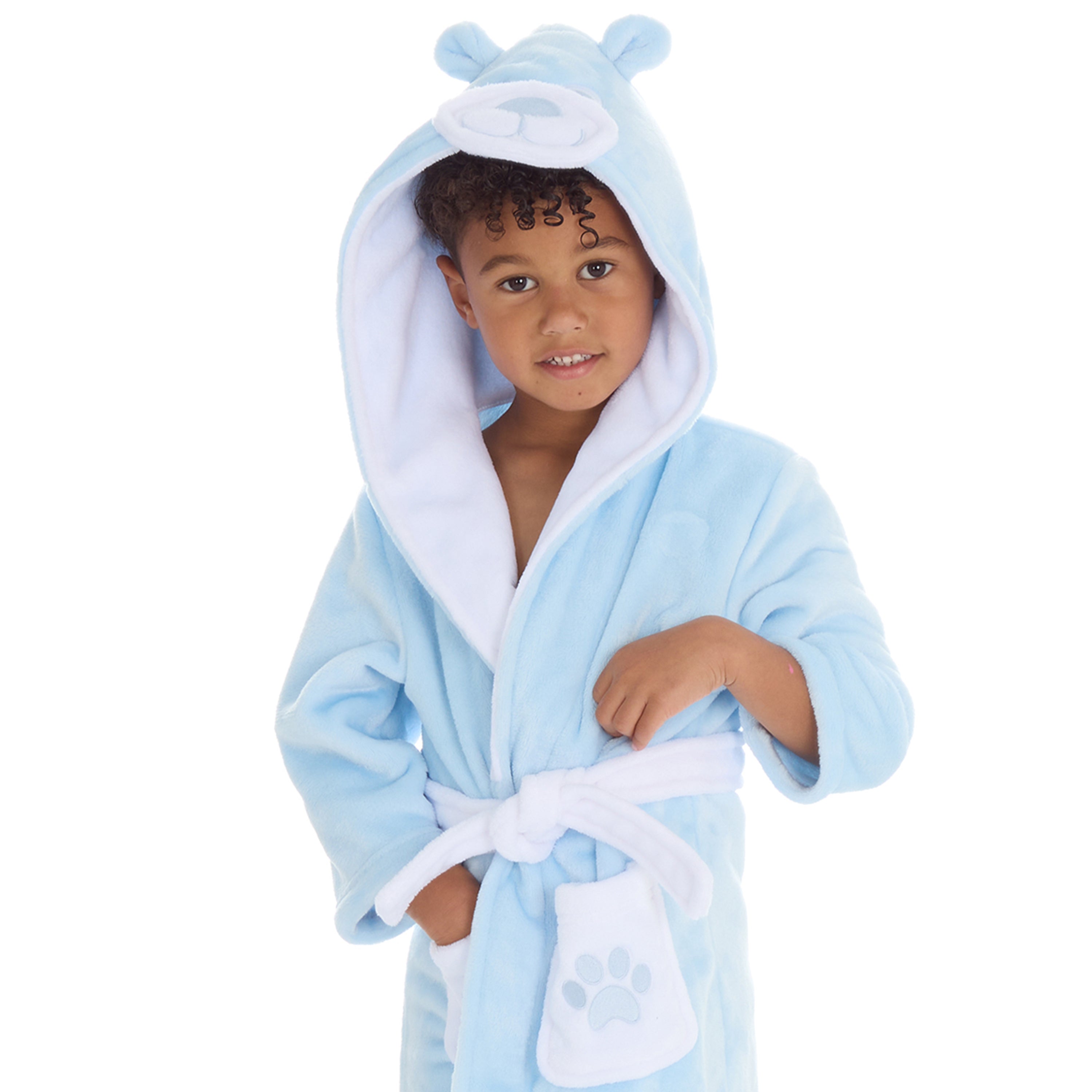 Plain Fleece Lined Hooded Dressing Gown, 46% OFF