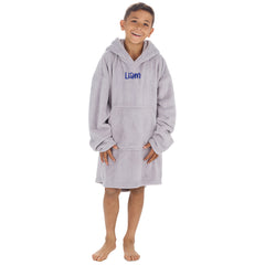 Personalised Boys Grey Plain Oversized Blanket Hoodie