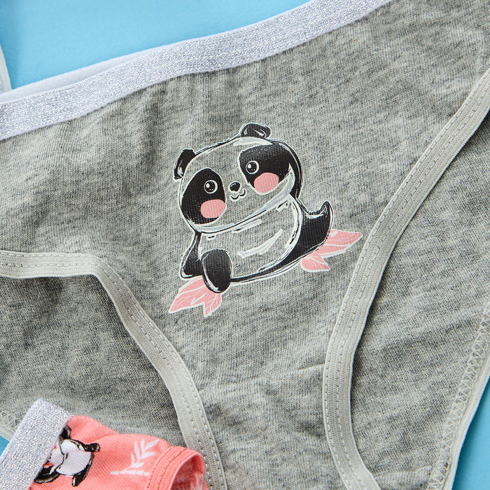 Girls 100% Cotton Panda Briefs 5 Pack